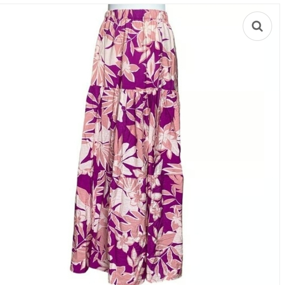 DREW Floral Maxi Skirt in Purple and Pink